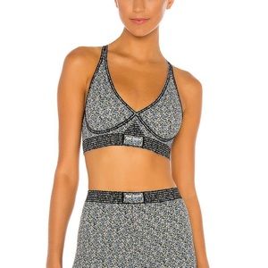 ADAM SELMAN Micro Floral Bonded Sports Bra XXS